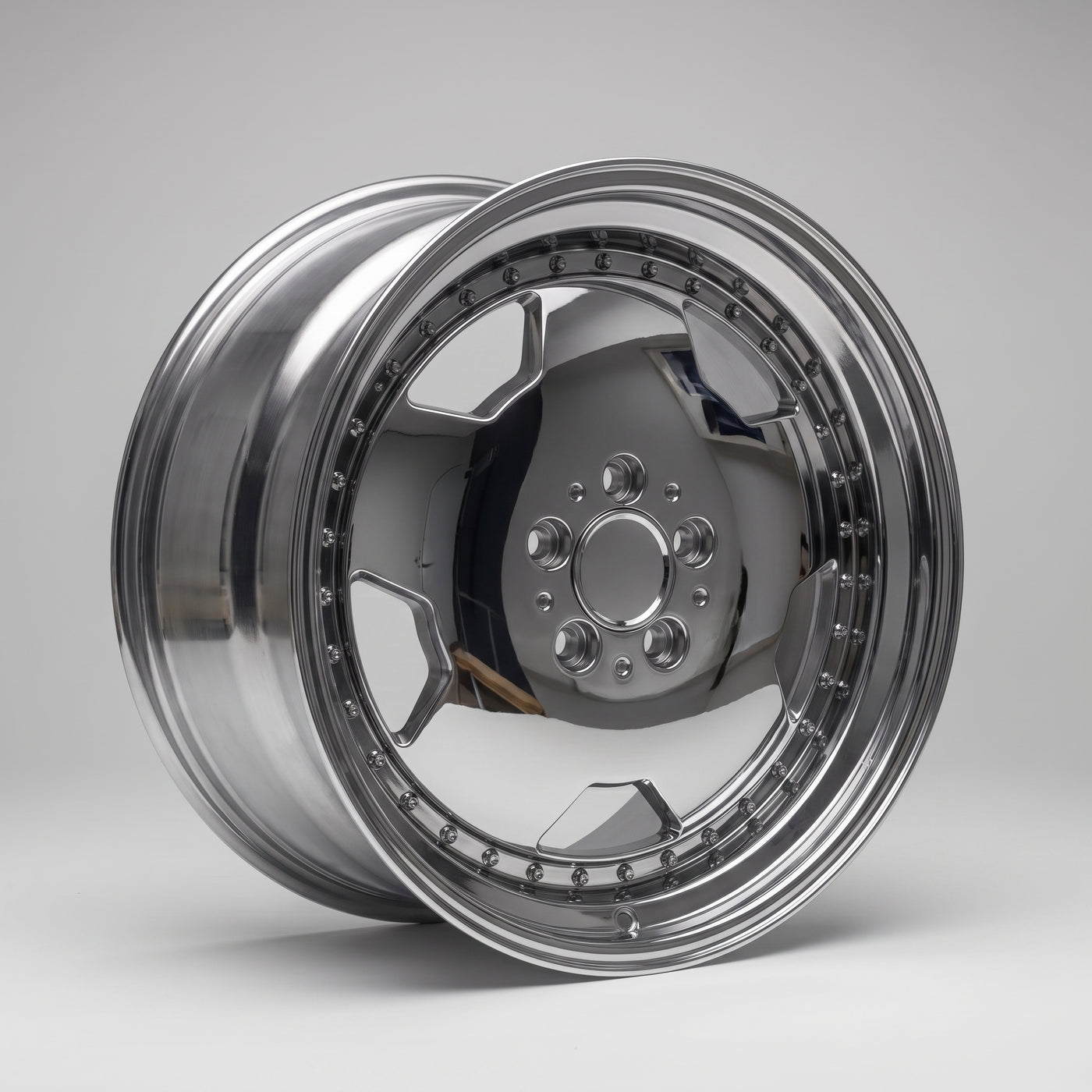 Monoblock Masters 18″ Chrome — Staggered Set (5×112) on a Mercedes