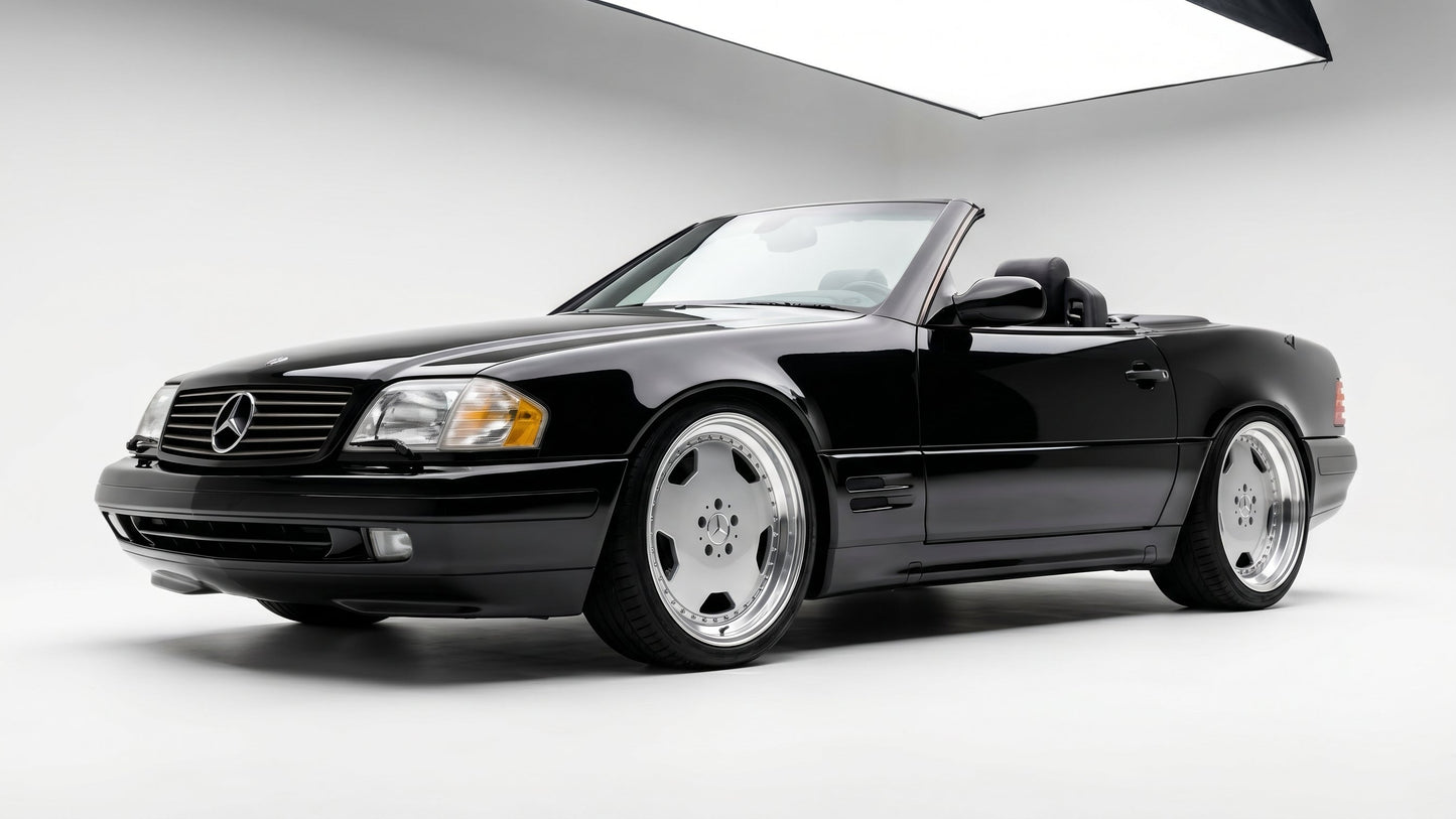 Mercedes 5x112 monoblock wheels — 18 inch silver staggered set