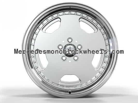 Custom 2-Piece Forged 19" Staggered Set, Silver Face / Polished Step Lip (1991 SL500 R129, Robert Morin)